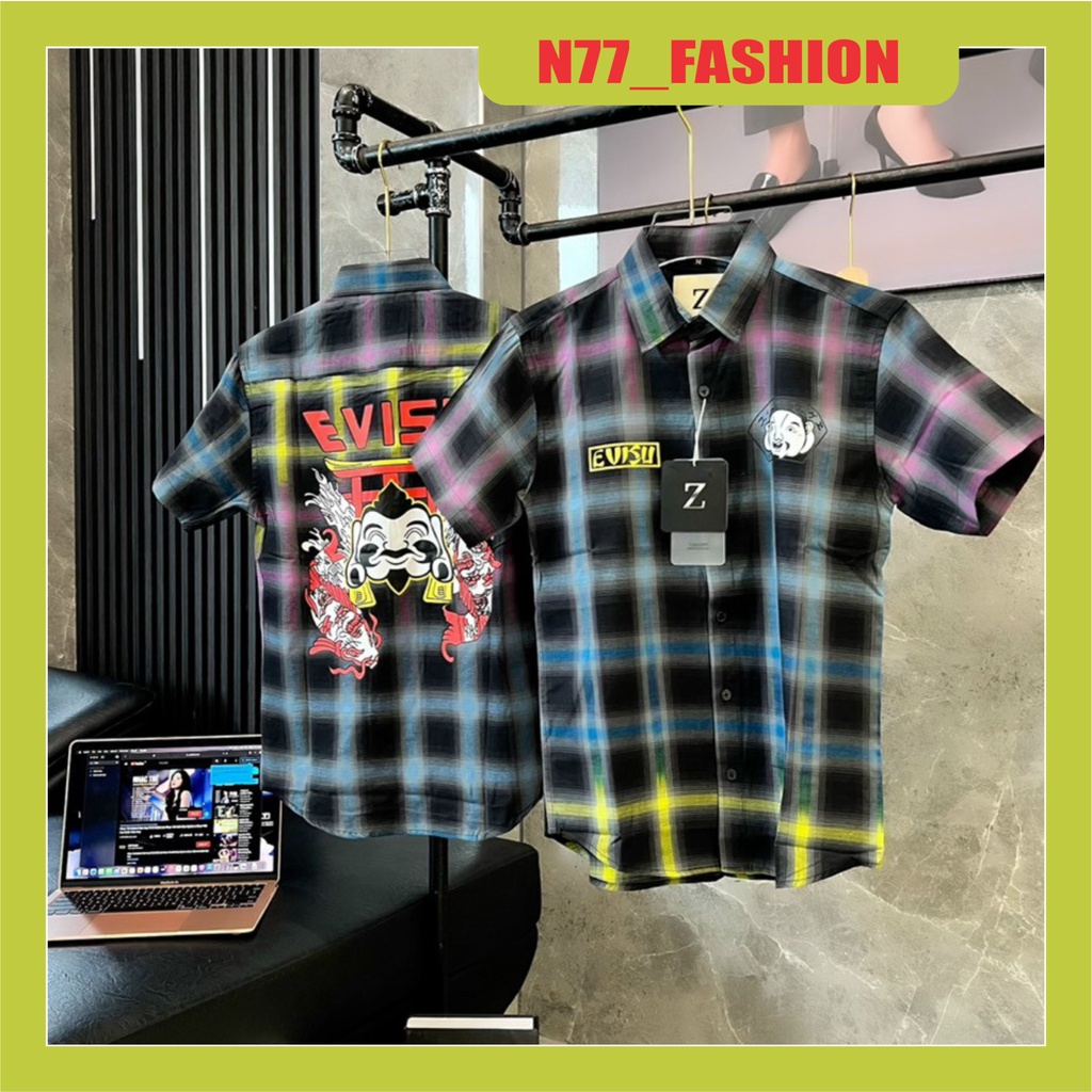 Áo sơ mi nam,nữ caro tay ngắn vải đũi dày đẹp mẫu mới cao cấp N77 FASHION
