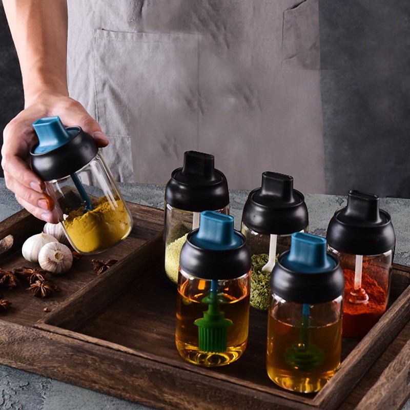 Hũ Đựng Gia Vị Thủy Tinh, Hộp Đựng Gia Vị, Thực Phẩm Muỗng Nhựa 250ml, 280ml | Đựng Gia Vị Siêu Tiện Dụng HDG01