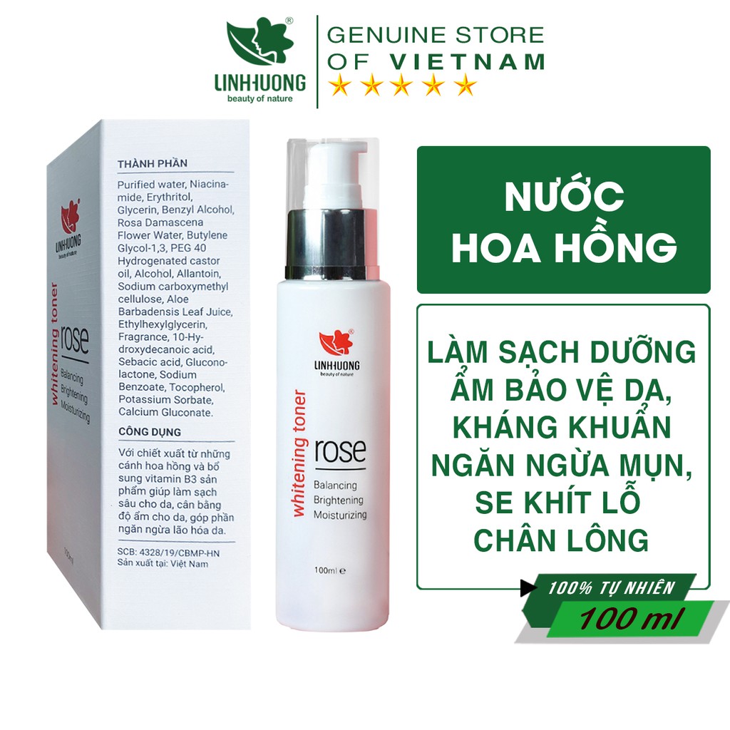 Nước Hoa Hồng Kiềm Dầu Se Khít Lỗ Chân Lông Whitening Toner Rose Linh Hương 100ml