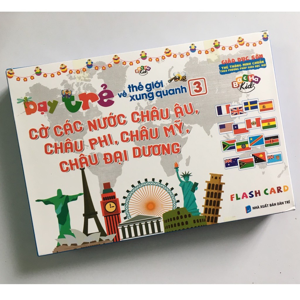 Flash card - Dạy trẻ về thế giới xung quanh-Cờ các nước Châu Phi, Châu Mỹ, Châu Đại Dương