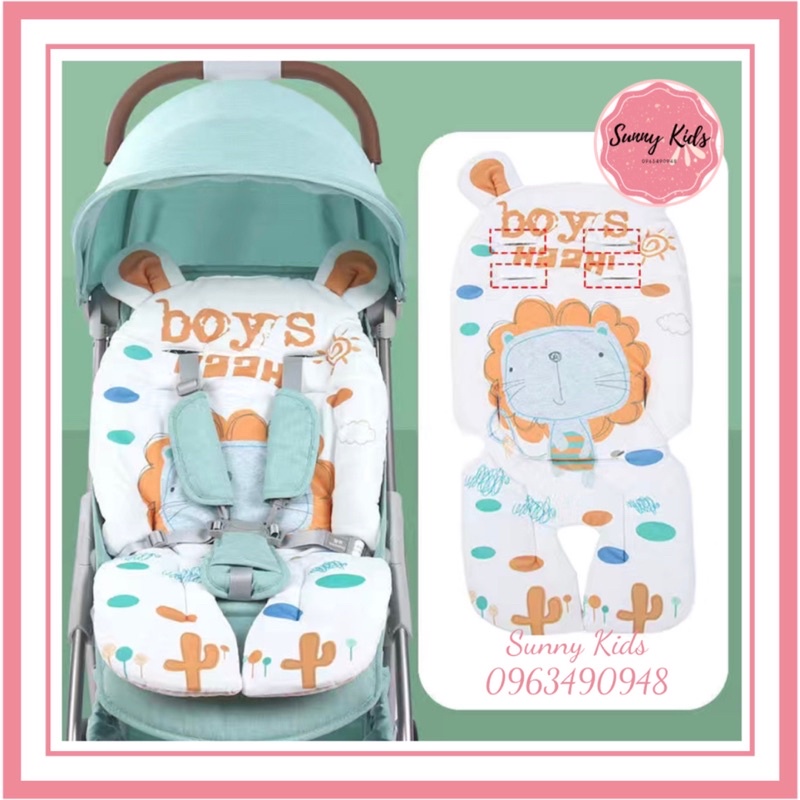 Đệm xe đẩy ghế ăn dặm ghế ôtô bằng tinh khiết và vải lanh 4 mùa cho bé - Sunny Kids