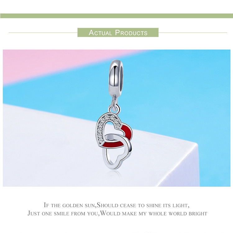 Hạt cườm Bamoer bạc 925 hình trái tim làm vòng tay