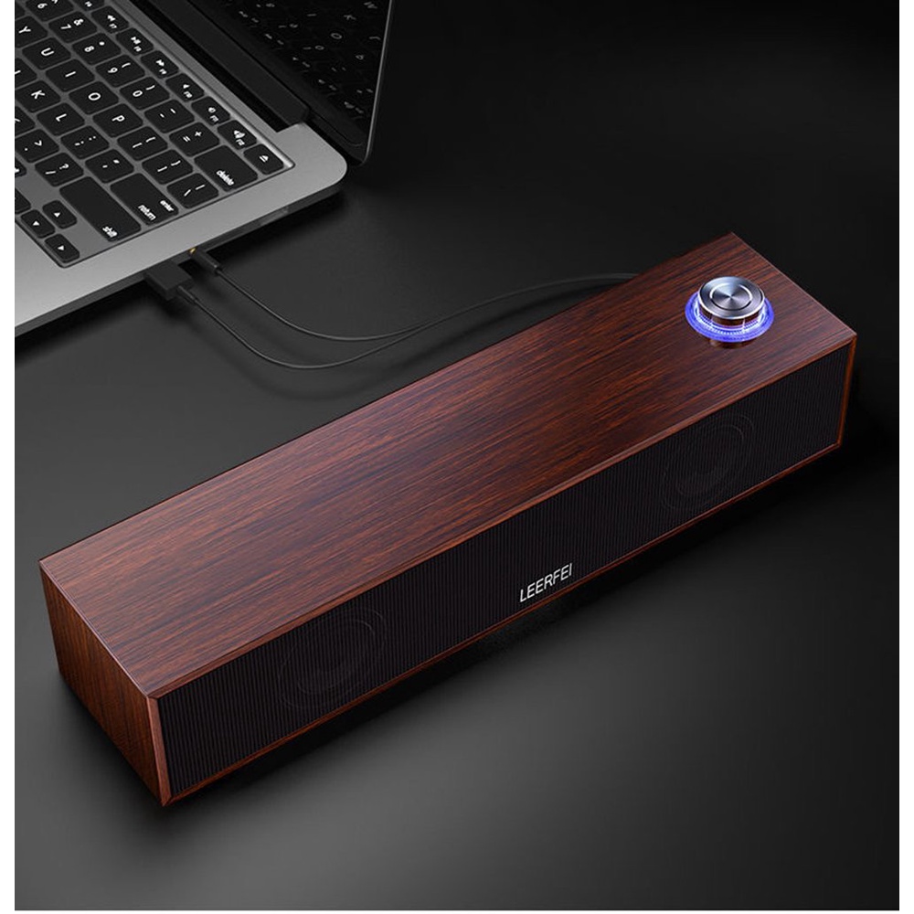 Loa gỗ E350M siêu trầm cho máy tính - điện thoại - kết nối Bluetooth và Jack 3.5mm nguồn USB