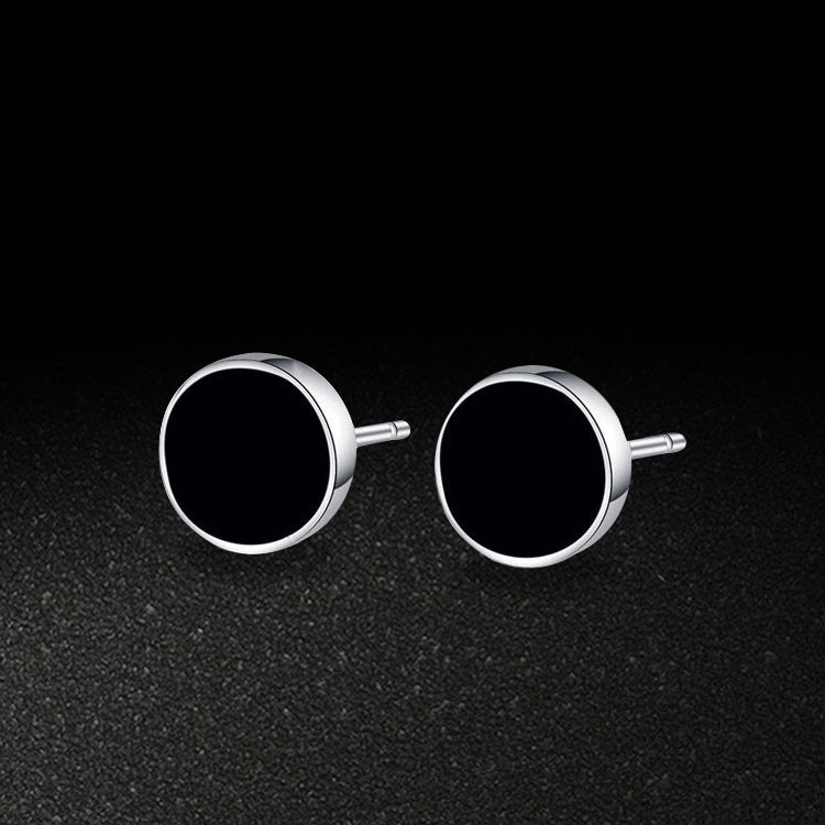 Bông Tai Tròn Màu Đen Phong Cách Âu Mỹ Thời Trang Cho Nam Và Nữ