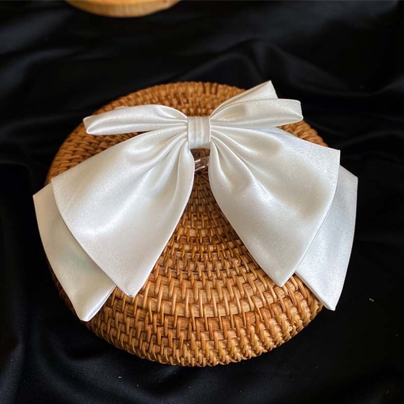 Kẹp Tóc Nơ Bản To Màu Trắng Tinh Khôi  Phong Cách Thời Trang Thanh Lịch