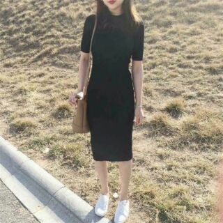 Đầm body thun gân