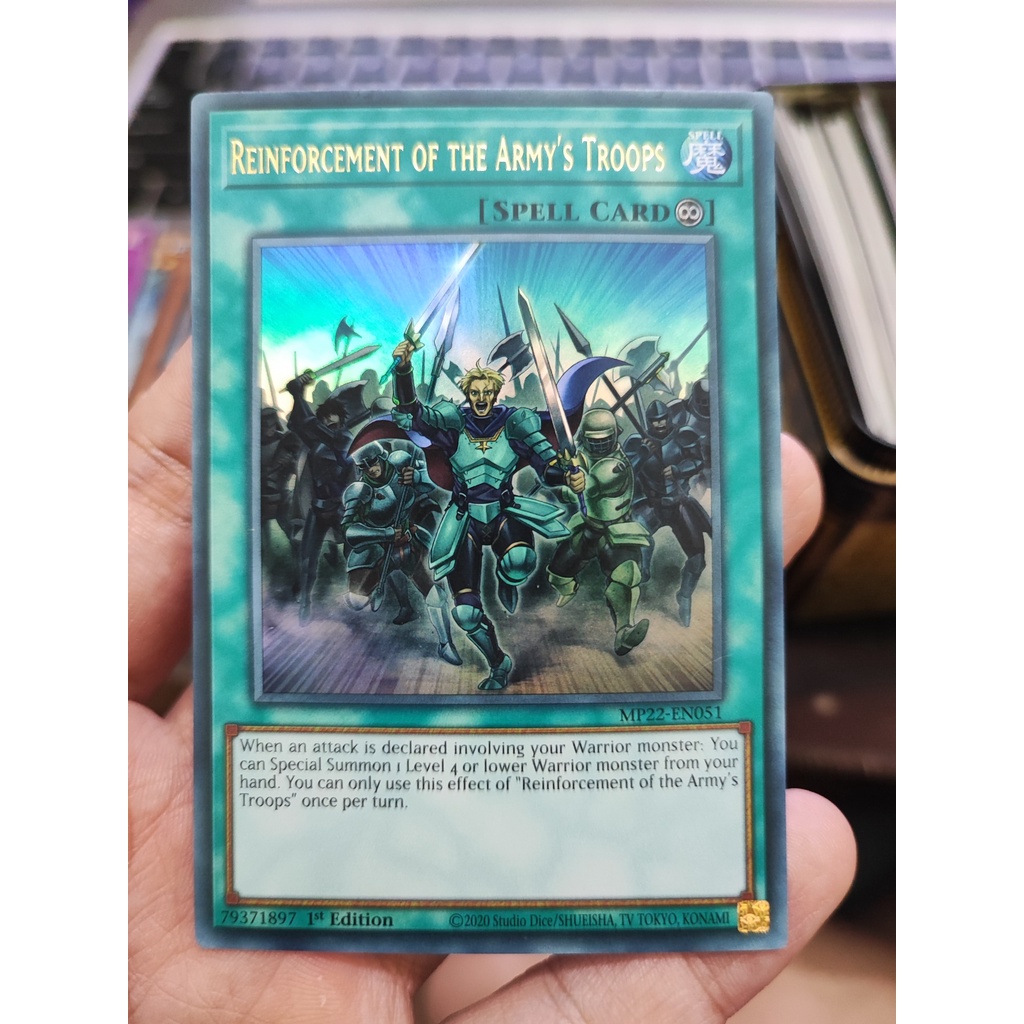 [Yugioh Funny Shop] 1 lá thẻ bài Reinforcement of the Army's Troops - MP22-EN051 - Ultra Rare 1st Ed