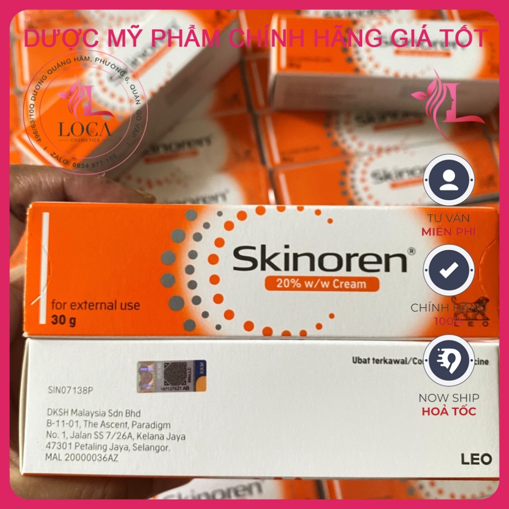 [SẴN] SKINOREN Cream 30g kem giảm mụn thâm nám azelaic acid 20%