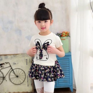 Váy thỏ nơ hoa bé gái