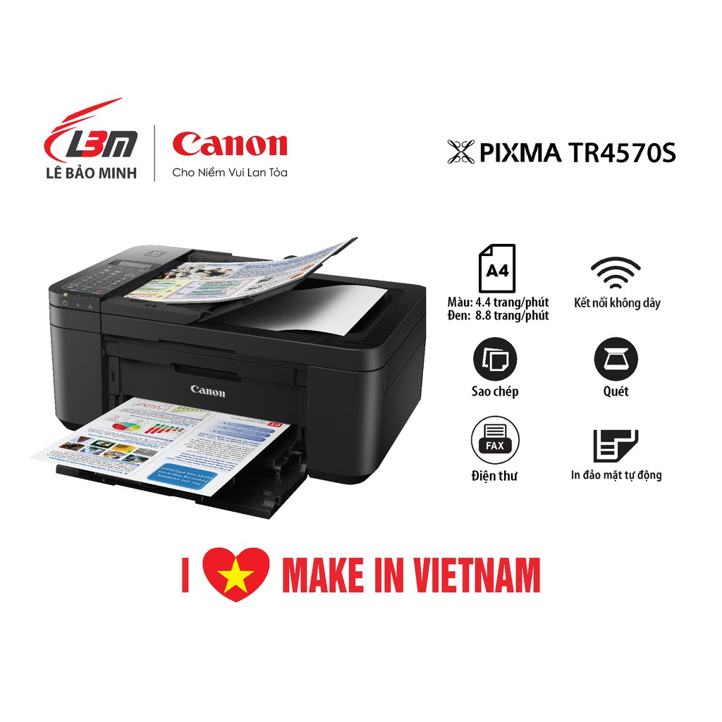 Máy In Phun Màu Đa Chức Năng Canon TR4570S - Chính hãng