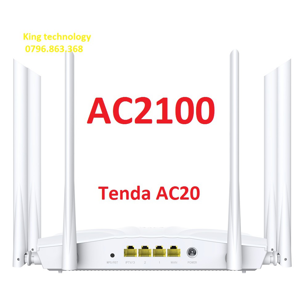 Tenda AC20 Không Dây 2.4G / 5G AC2100 Wifi 2 Băng Tần Khuếch Đại Tiếp Sóng Không Dây PPPOE