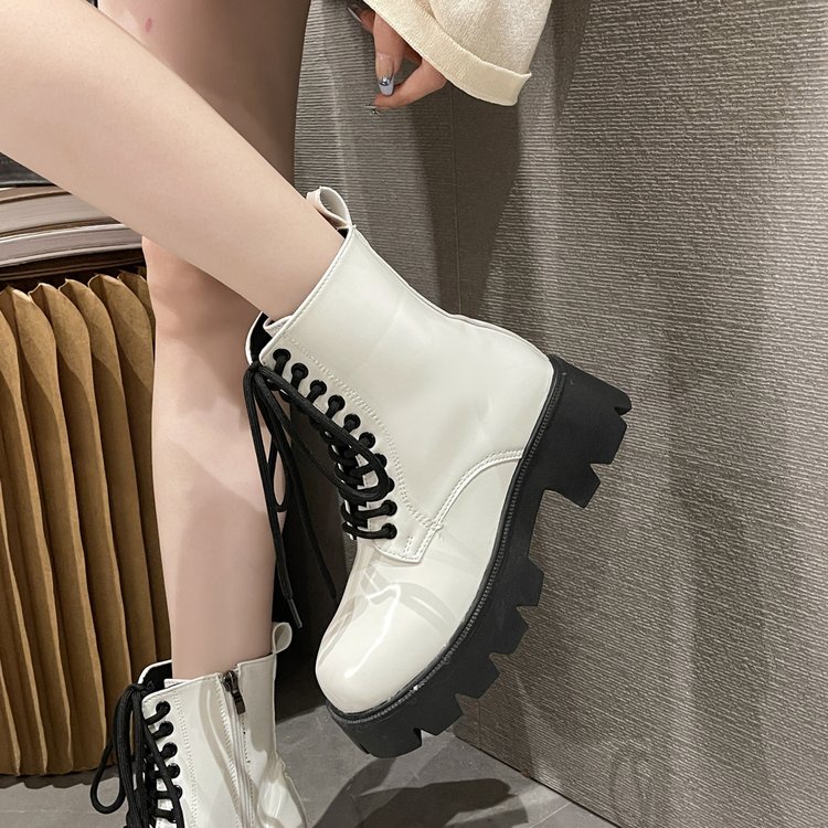 ❤Giày Bốt Martin Mũi Vuông Đế Dày Buộc Dây Kiểu Anh Thời Trang Cho Bạn Gái