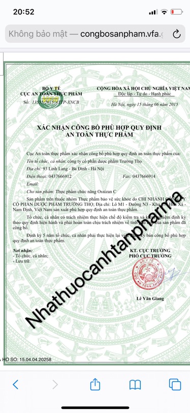 Tuýp 20 viên C sủi Ossizan C ( có 2 vị cam chanh ) sản phẩm này không phải là thuốc )