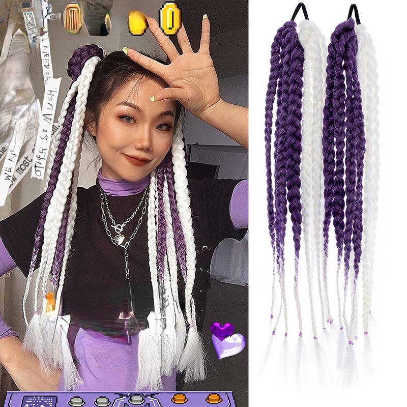 Tóc giả MISS FANCY thắt bím 2 bên 60cm Nhiều màu thời trang cho nữ