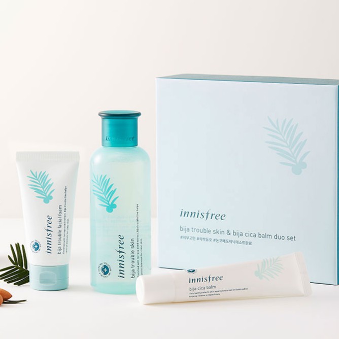 Bộ sản phẩm chăm sóc chuyên sâu giảm mụn, làm dịu da, hạn chế bã nhờn Innisfree bija set