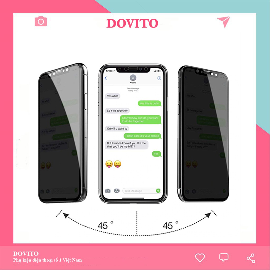 Kính cường lực Iphone chống nhìn trộm điện thoại chống bụi Dovito CL02