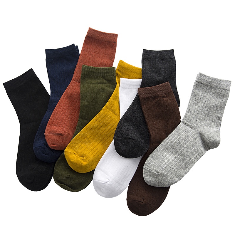 WAFNHA D169 Vớ Cotton Cổ Vừa Thấm Hút Mồ Hôi Màu Trơn Cho Nam Và Nữ