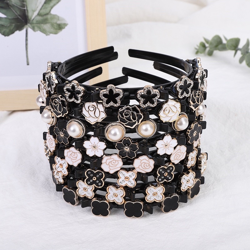 💋💋 Bờm băng đô cài tóc đính đá dùng để bện tóc, kẹp tóc đội đầu nhiều kiểu xinh xắn dành cho nữ phong cách Hàn Quốc