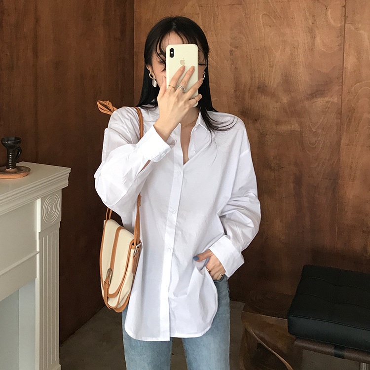 Áo sơ mi nữ form rộng dài tay kiểu công sở đẹp LOKISO SM01