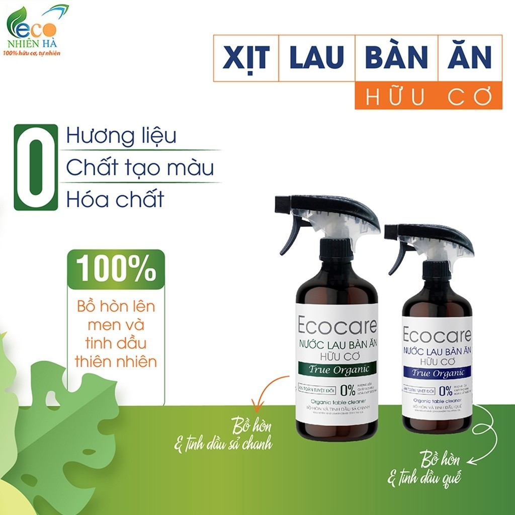 Nước lau bàn ăn ECOCARE 500ml tinh dầu quế, nước lau kính, lau bếp, đuổi muỗi, khử khuẩn