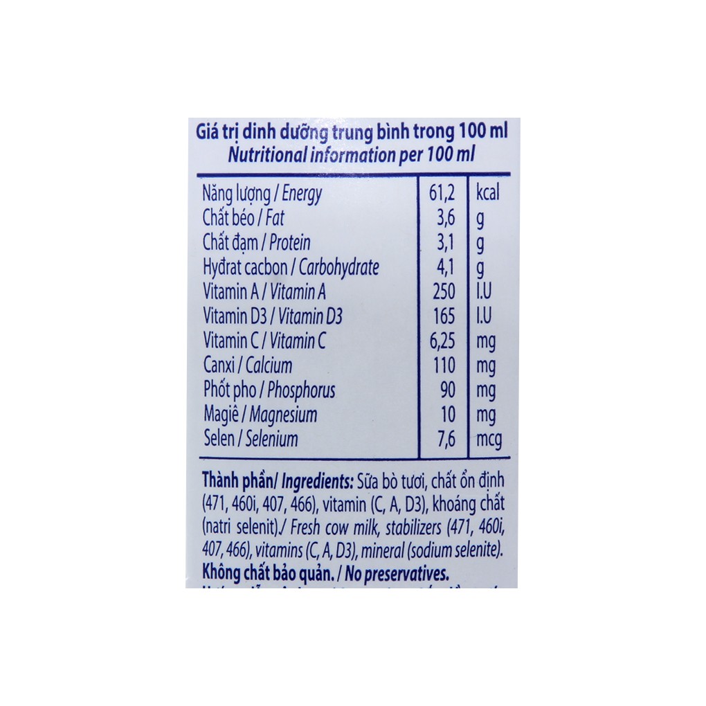 Thùng 48 Hộp Sữa Vinamilk 100% Có Đường 110ml.