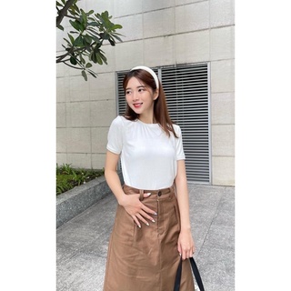 AfterBefore Áo thun phom suôn viền 2cm nhiều màu