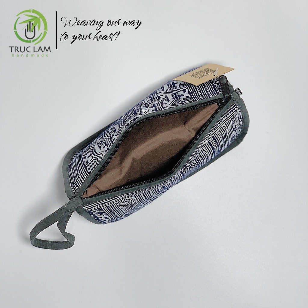 Ví Cầm Tay Nữ Vải Thổ Cẩm Họa Tiết Sáp Ong Vẽ Tay - Trúc Lâm Handmade