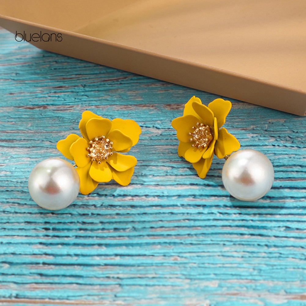 Hoa Tai Dáng Dài Thời Trang Dành Cho Nữ♘Bông Tai Hình Hoa Đính Ngọc Trai Nhân Tạo Thời Trang Dành Cho Nữ