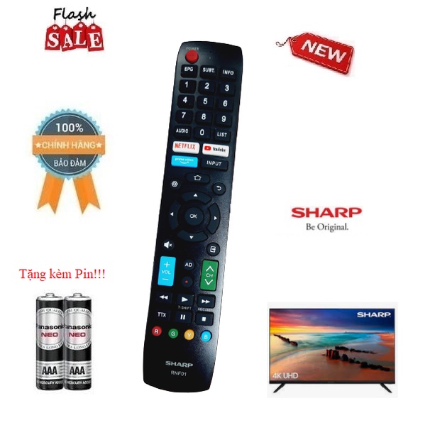 Remote Điều khiển tivi Sharp Smart TV- Hàng chính hãng mới 100% Tặng kèm Pin!!!