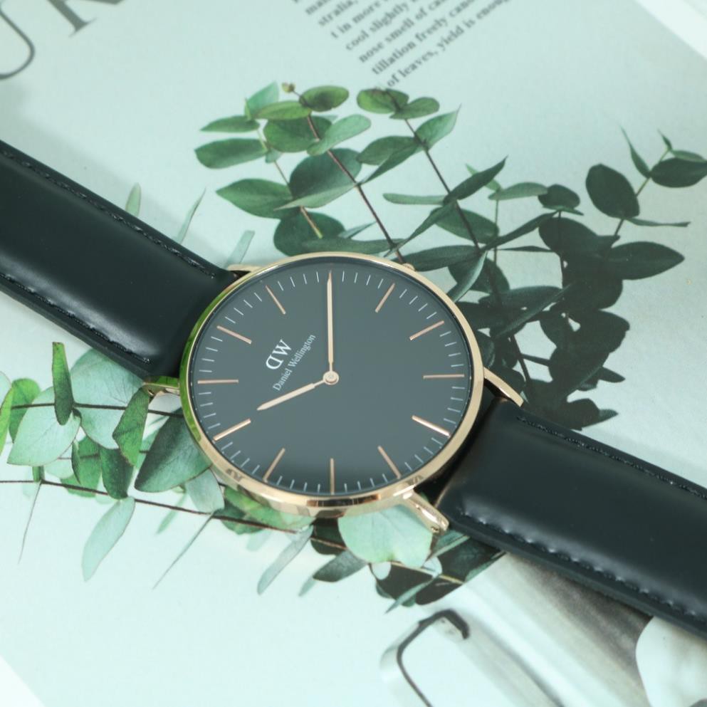 Đồng Hồ Nam DW Daniel Wellington Dây Da Classic Black Sheffield - Viền Vàng (Size 40mm & 36mm)