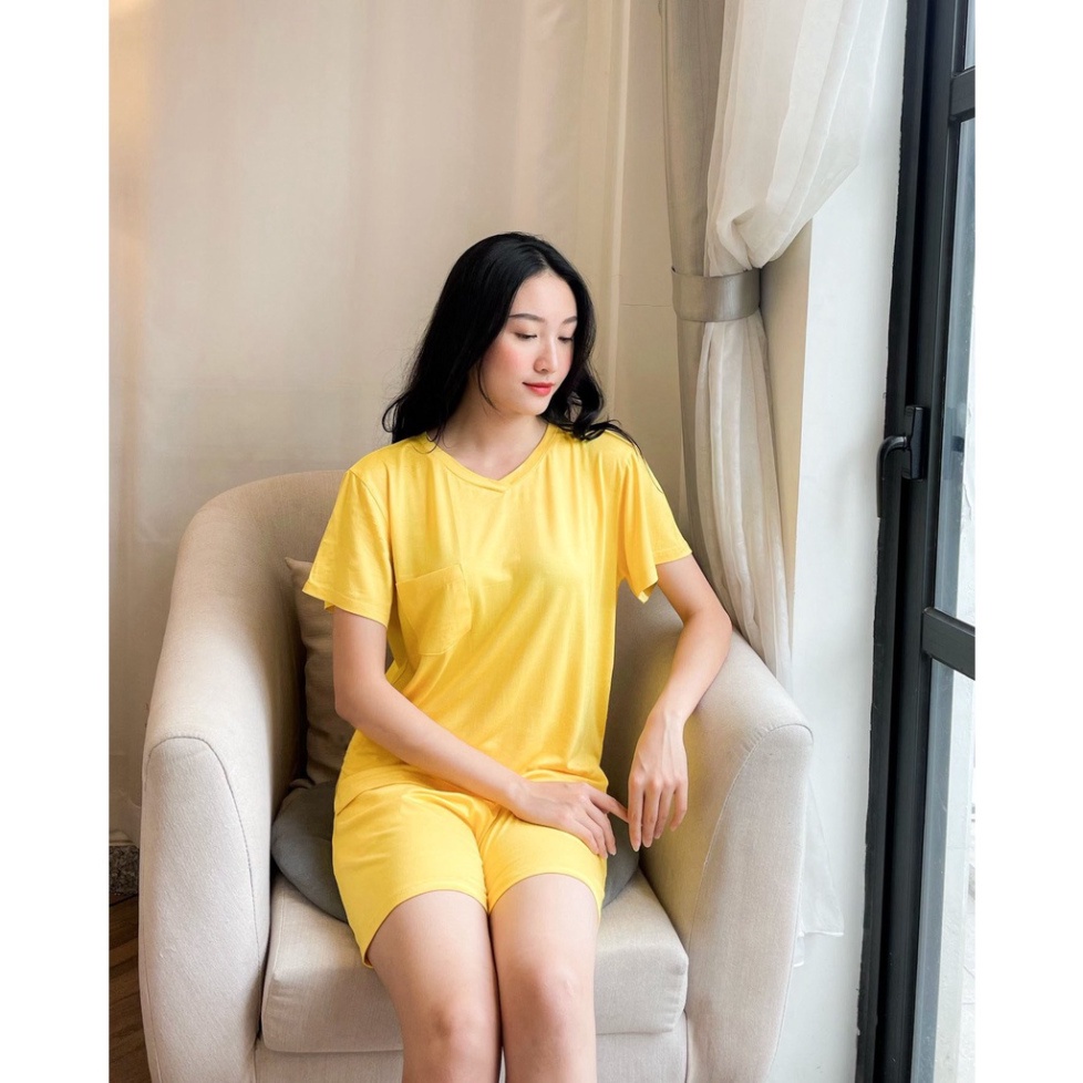Set Đồ Ngủ Cổ Tim DAYLILY Mặc tận nơi Cotton Sợi Tơ đa màu Tùy Chọn
