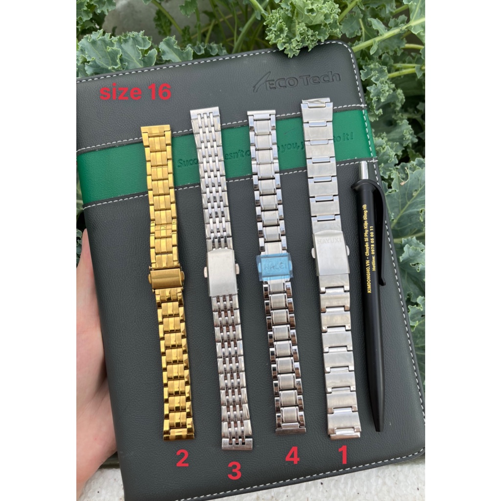 Dây Đồng Hồ Đeo Tay Thép Kim Loại Size 16mm Đầu Bằng