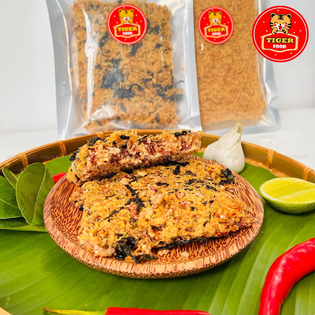 Cơm cháy 3 vị siêu chà bông TIGER FOOD Gạo lức rong biển - khô gà - bò - heo Siêu Giòn - Siêu Ngon