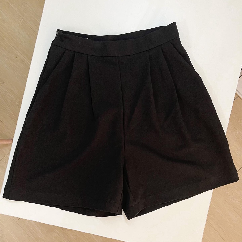 Quần short nữ li eo 02 lưng cao ống rộng chất kate lụa cao cấp CHIBEST AQA112