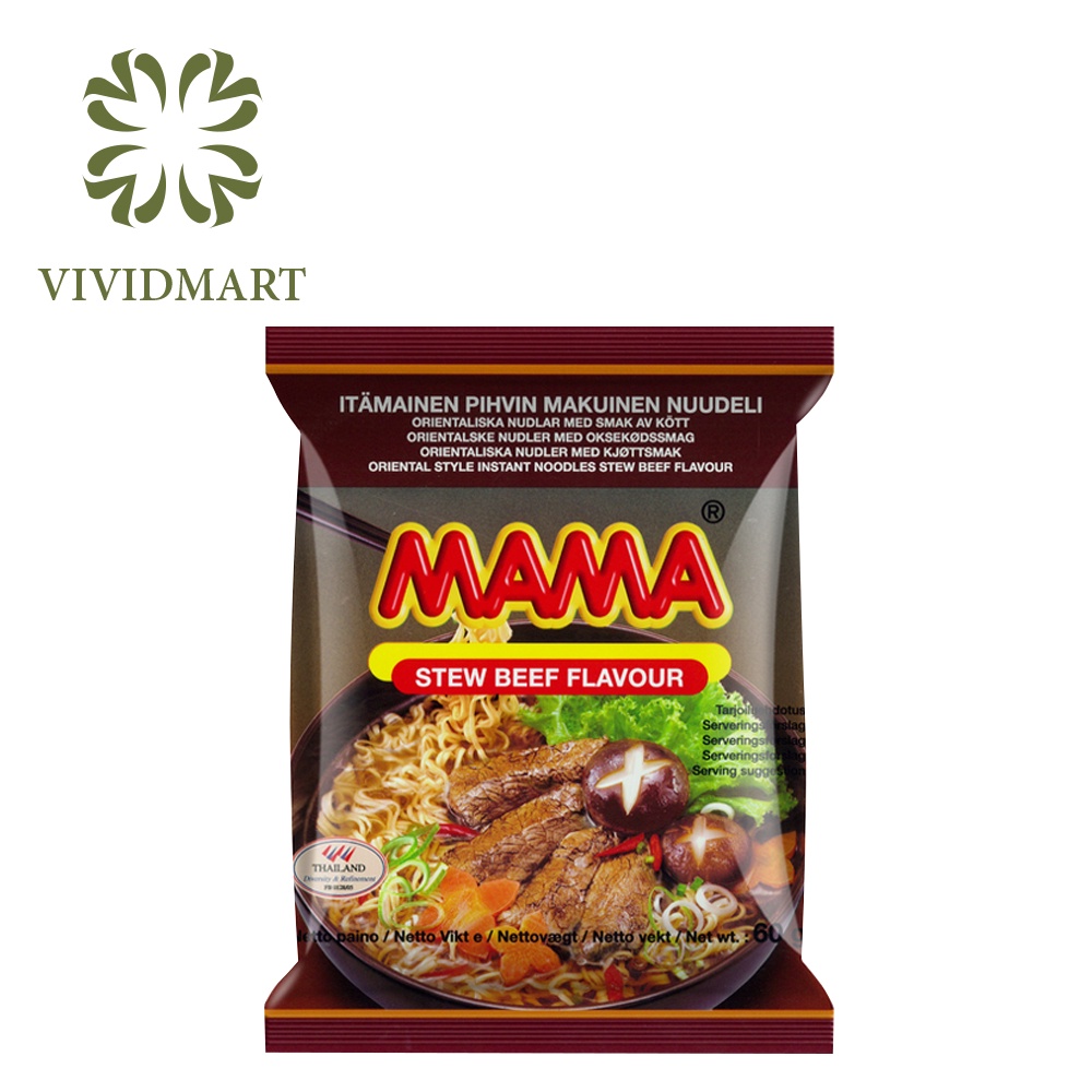 MÌ MAMA GÓI NHỎ 7 VỊ: TÔM TOMYUM, HEO BẰM, SỐT KEM TOMYUM, VỊT TIỀM, GÀ, BÒ HẦM, CHAY RAU CỦ - GÓI 60G - MA MA
