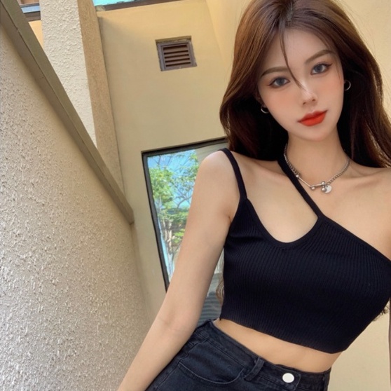 Áo dệt kim ihkke 2 dây dáng ôm quyến rũ thời trang cho nữ
