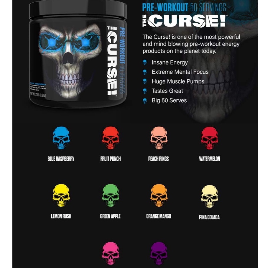 The Curse Pre Workout Tăng Sức Mạnh Và Hiệu Suất Buổi Tập - 50 Lần Dùng -  Authentic