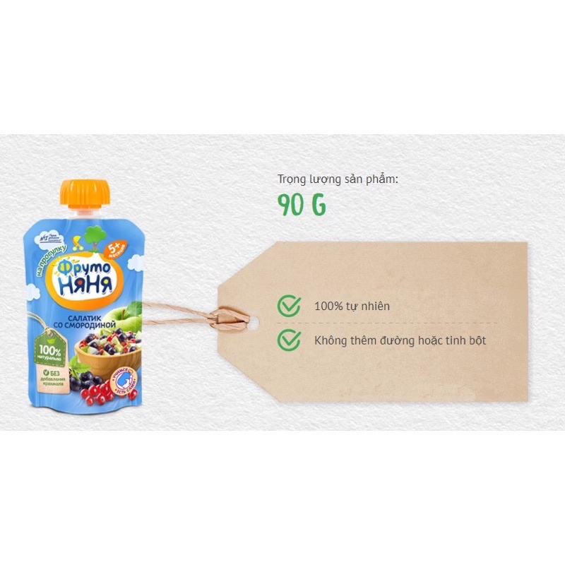 Trái cây nghiền Fruto Nga 90g cho bé ăn dặm 6 tháng - Sumishop2019