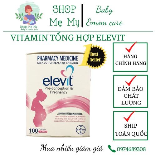 (Chính hãng - Hàng air) Elevit bầu (Úc) - vitamin tổng hợp cho mẹ bầu và sau sinh (100 viên)