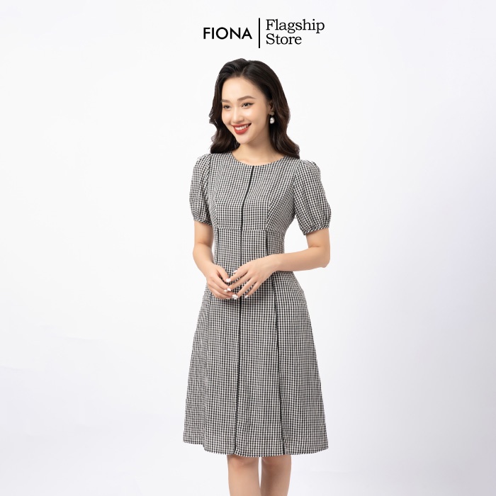 Đầm Thiết Kế Nữ Đẹp FIONA, Đầm Váy Dáng Chữ A Họa Tiết Caro Trẻ Trung Mã F451371