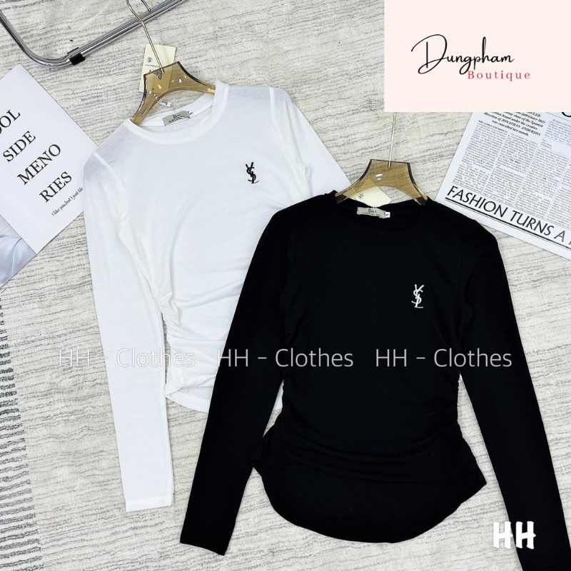 Áo sơ mi croptop tag ngực kèm cavat - Dungpham Boutique