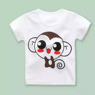 Áo thun trắng in hình khỉ con siêu cute cho bé 8-18kg