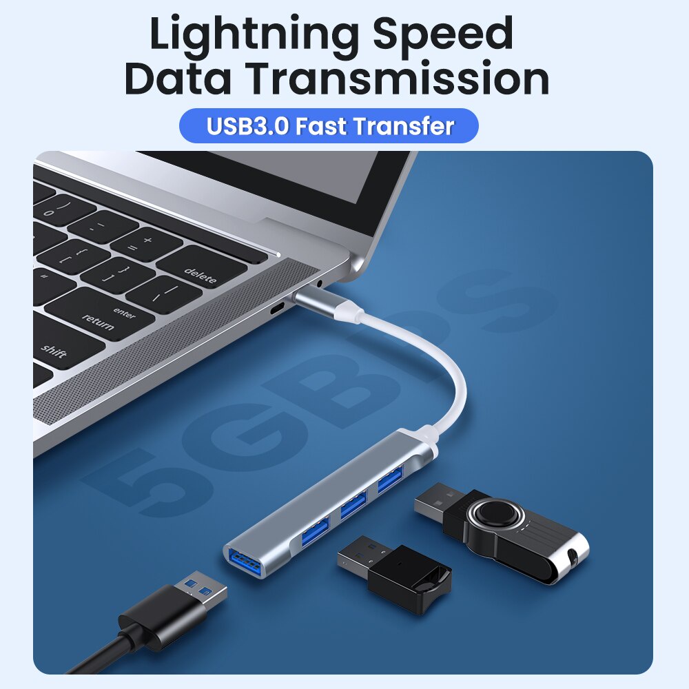 Hub Chia Cổng Type-C Sang USB 3.0 4 Trong 1 5Gbps