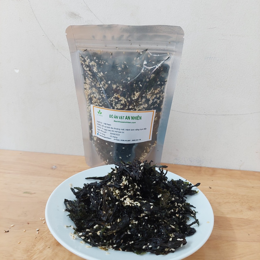 Rong biển sấy mè rang snack ăn vặt, trộn cơm gói 100gr