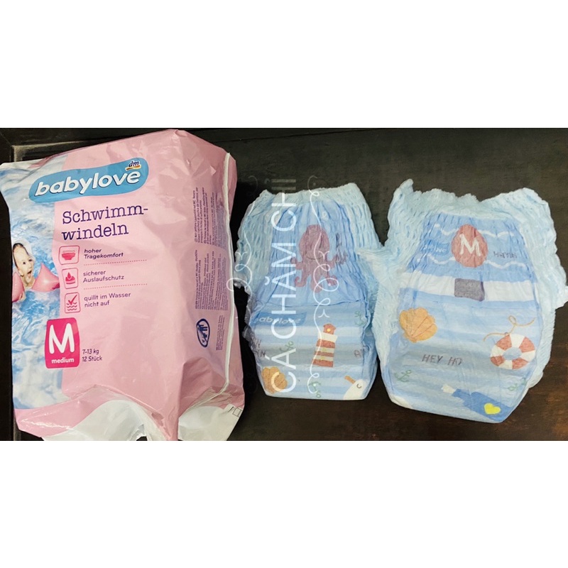 Bỉm/tã bơi cho bé Babylove Đức bịch 12 chiếc đủ size S(4-9kg), M(7-13kg), L(&gt;12kg)