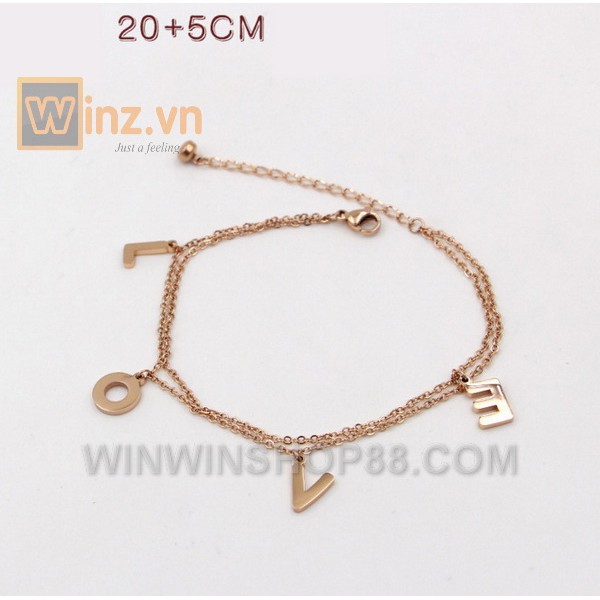 Lắc tay kiêm lắc chân Titan 2 vòng chữ Love LC48 (màu đồng) bởi winz.vn