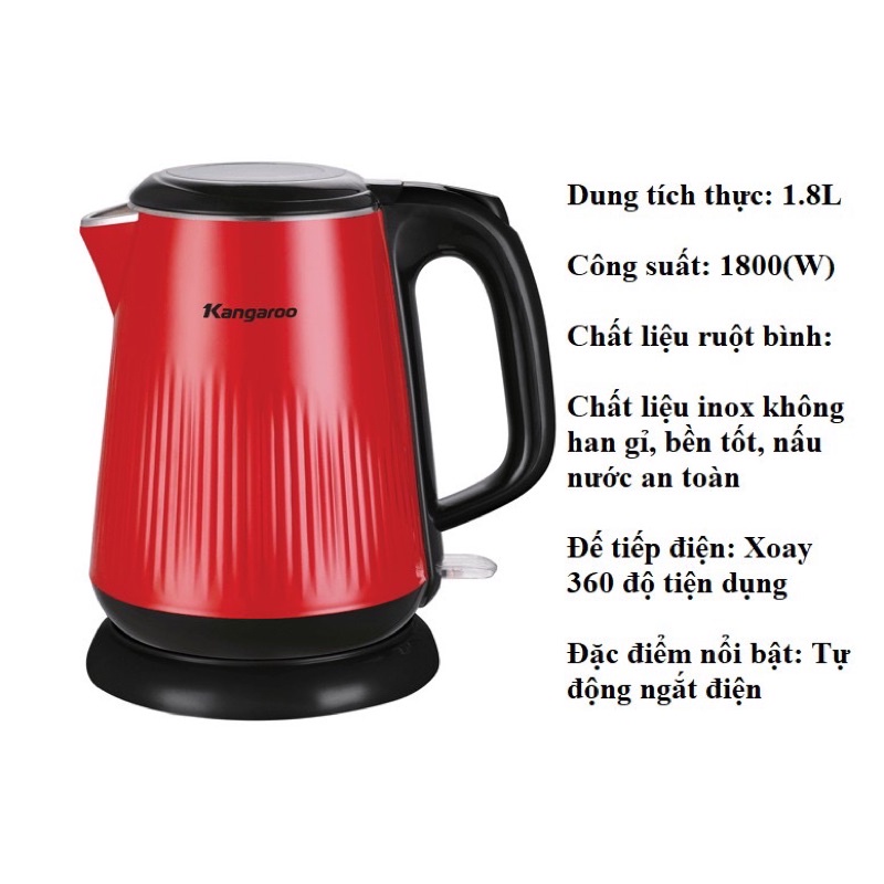 Ấm siêu tốc kangaroo KG18PK2 1.8L