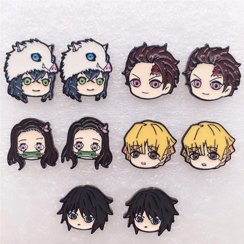 Bông Tai Dạng Kẹp Bằng Acrylic Họa Tiết Hoạt Hình Demon Slayer Kimetsu No Yaiba Kamado Tanjirou Nezuko 2life