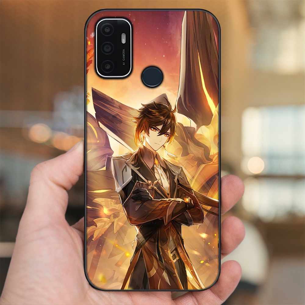 Ốp lưng Oppo A53 viền đen in hình Zhongli Genshin Impact