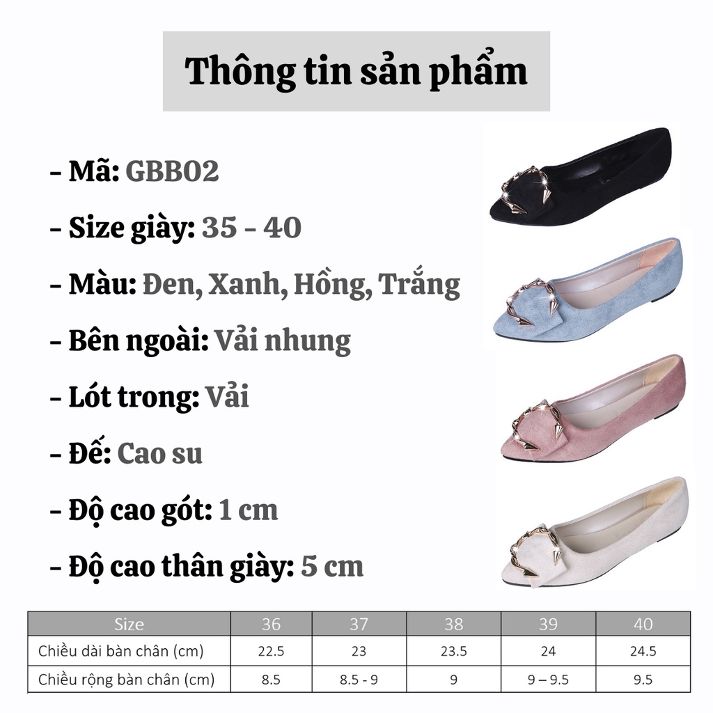 Giày búp bê nữ cao cấp mũi nhọn giày búp bê giá rẻ xinh xắn hot trend AZUKA  - GBB02